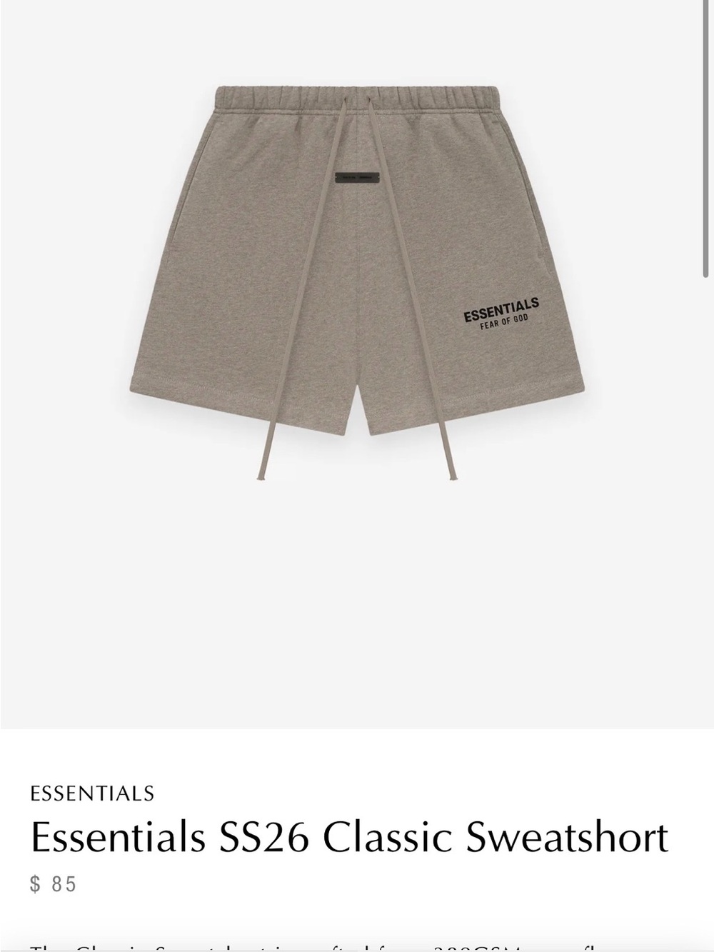 Authentic Fear of God Essentials Sweatshorts